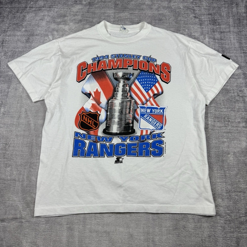 New York Rangers Shirt Mens Large White Vtg 1994‎ Stanley Cup Champions Starter